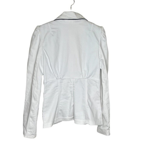 LOUIS VERDAD Empire Jacket White Blue Piping Fitted Womens Size Medium - Picture 5 of 9